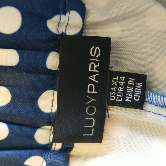 Lucy Paris Womens Wide Leg Blue White Polka Dot Pants Size Extra Large - Picture 11 of 13